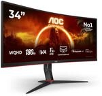 AOC Gaming CU34G2XP - 34 Zoll WQHD Curved Monitor, 180 Hz, FreeSync Prem.,...