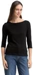 TOM TAILOR Damen Basic T-Shirt mit 3/4-Arm, 14482 - Deep Black, XXL