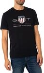 GANT Herren Reg Archive Shield T-shirt T Shirt, Schwarz, S EU