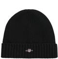Gant Unisex Shield Wool Beanie-M&uuml;tze, Schwarz, Einheitsgr&ouml;&szlig;e EU