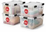 Iris Ohyama Luftdichte Kunststoff-Aufbewahrungsboxen mit Deckel, 50L, 4er-Set,