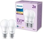 Philips Classic LED E27 Lampe, 100W, matt, warmwei&szlig;, nicht dimmbar, Doppelpack