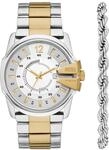 Diesel Herrenset Uhr Master Chief 3-Zeiger-Werk Datum Edelstahl, DZ2182SET