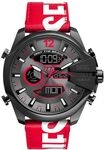 Diesel Herrenuhr Mega Chief LCD Uhrwerk 51 mm Geh&auml;usegr&ouml;&szlig;e mit einem Lederarmband
