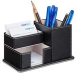 Relaxdays Stiftehalter Kunstleder, Schreibtisch Organizer f&uuml;r Stifte,...