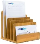 Relaxdays Dokumentenhalter Bambus, 5 F&auml;cher, Prospekte, Zeitschriften, Briefablage,