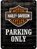 Nostalgic-Art Retro Blechschild, 15 x 20 cm, Harley-Davidson Parking Only –
