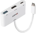 LINDY 43340 USB 3.1 Typ C auf HDMI Konverter mit USB Typ A Anschluss und Power