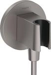 hansgrohe Wandanschluss mit Duschkopfhalterung FixFit S, Brushed Black Chrome, 1.00