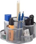 Relaxdays Stiftehalter, Metallgeflecht, 7 F&auml;cher, drehbar, rund, kompakt, f&uuml;r