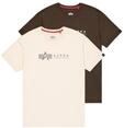 Alpha Industries Alpha Label T 2 Pack T-Shirt f&uuml;r Herren Black Olive/Jet Stream