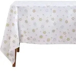 TISCHDECKE Weihnachten, wei&szlig;-gold mit Schneeflocken, 137/228 cm