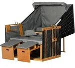 VOLLLIEGER Gartenliege PE Rattan Hellgrau 118 x 79 x 160 cm
