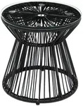 BALKONTISCH, Schwarz, Eisen, PE-Rattan, Glas