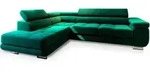 ECKSOFA SELVA L-S Gr&uuml;n Velours-Stoff mit Schlaffunktion