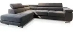 ECKSOFA SELVA L-S Grau Velours-Stoff mit Schlaffunktion