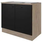 Sp&uuml;lenunterschrank Capri Schwarz/Eichefarben