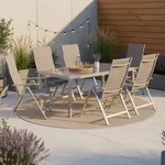 Gartenm&ouml;bel Set 7-tlg. Taviano Metall/Textil/Glas