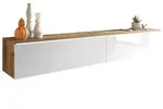 Lowboard ca. 180x30 cm mit LED Wei&szlig;/Eiche