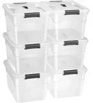 AUFBEWAHRUNGSBOX mit Deckel 30L semitransparent (6er-Set)