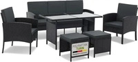 Juskys SITZGRUPPE Turin schwarz Polyrattan