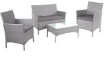 POLY-RATTAN GARTEN-GARNITUR Grau