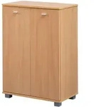 SCHUHSCHRANK Holz mit 2 T&uuml;ren und 3 Einlegeb&ouml;den, Braun 60x35x90 cm