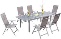 Gartengarnitur 7-tlg. Taviano Metall/Textil/Glas
