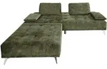 SOFA MIT HOCKER WIOLO Dunkelgr&uuml;n Velvet