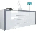 SIDEBOARD La Paz Wei&szlig; Hochglanz / Grau Hochglanz