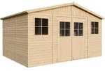 HOLZ-GARTENHAUS mit impr&auml;gnierten Boden- H246 x 418 x 320 cm/ 12 m2