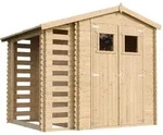 HOLZHAUS GARTENHAUS Mit Brennholzschuppen M386 - B272xL206xH218 cm/ 3,53 + 0,97...