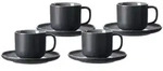 KAFFEETASSEN MIT UNTERTASSEN Jasper Schwarz 240 ml 4er Set