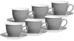 MILCHKAFFEE TASSEN MIT UNTERTASSEN Doppio Grau 350 ml 6er Set