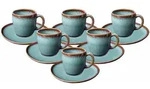 KAFFEETASSEN MIT UNTERTASSEN Lave Glac&eacute; 190 ml 6er Set