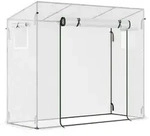 FOLIENGEW&Auml;CHSHAUS, mit Rollt&uuml;r, mit Seitenfenster, f&uuml;r Garten, aus Stahl, PE,