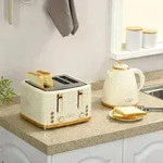WASSERKOCHER-TOASTER-SET mit 1,7 L Wasserkocher, 4 Scheiben-Toaster, Beige