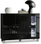 SIDEBOARD Denjo T&uuml;r in Schwarz Hochglanz