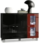 SIDEBOARD Denjo T&uuml;r in Bordeaux Hochglanz