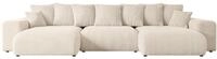 WOHNLANDSCHAFT mit Schlaffunktion ESKAR-U -364x176x72cm Beige Cord