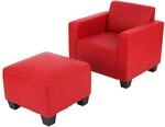 SESSEL MIT OTTOMANE Rot