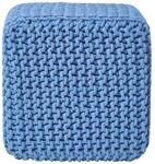 STRICK-POUF blau, Sitzw&uuml;rfel 35/35/35 cm