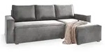 ECKSOFA SILES Hellgrau Velours-Stoff mit Schlaffunktion