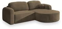 ECKSOFA AMILIA M R-S Beige Velours-Stoff mit Schlaffunktion