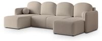 WOHNLANDSCHAFT NUBERO Beige Boucle-Stoff mit Schlaffunktion