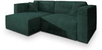 ECKSOFA NERIO Gr&uuml;n Kordstoff mit Schlaffunktion