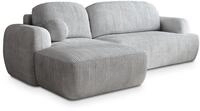 ECKSOFA MODENZA P L-S Hellgrau Kordstoff mit Schlaffunktion