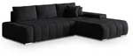 ECKSOFA ALESE R-S Schwarz Velours-Stoff mit Schlaffunktion