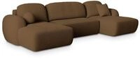 WOHNLANDSCHAFT SAVONA N Braun Boucle-Stoff mit Schlaffunktion