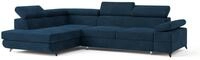 ECKSOFA FAVIEN L-S Blau Velours-Stoff mit Schlaffunktion